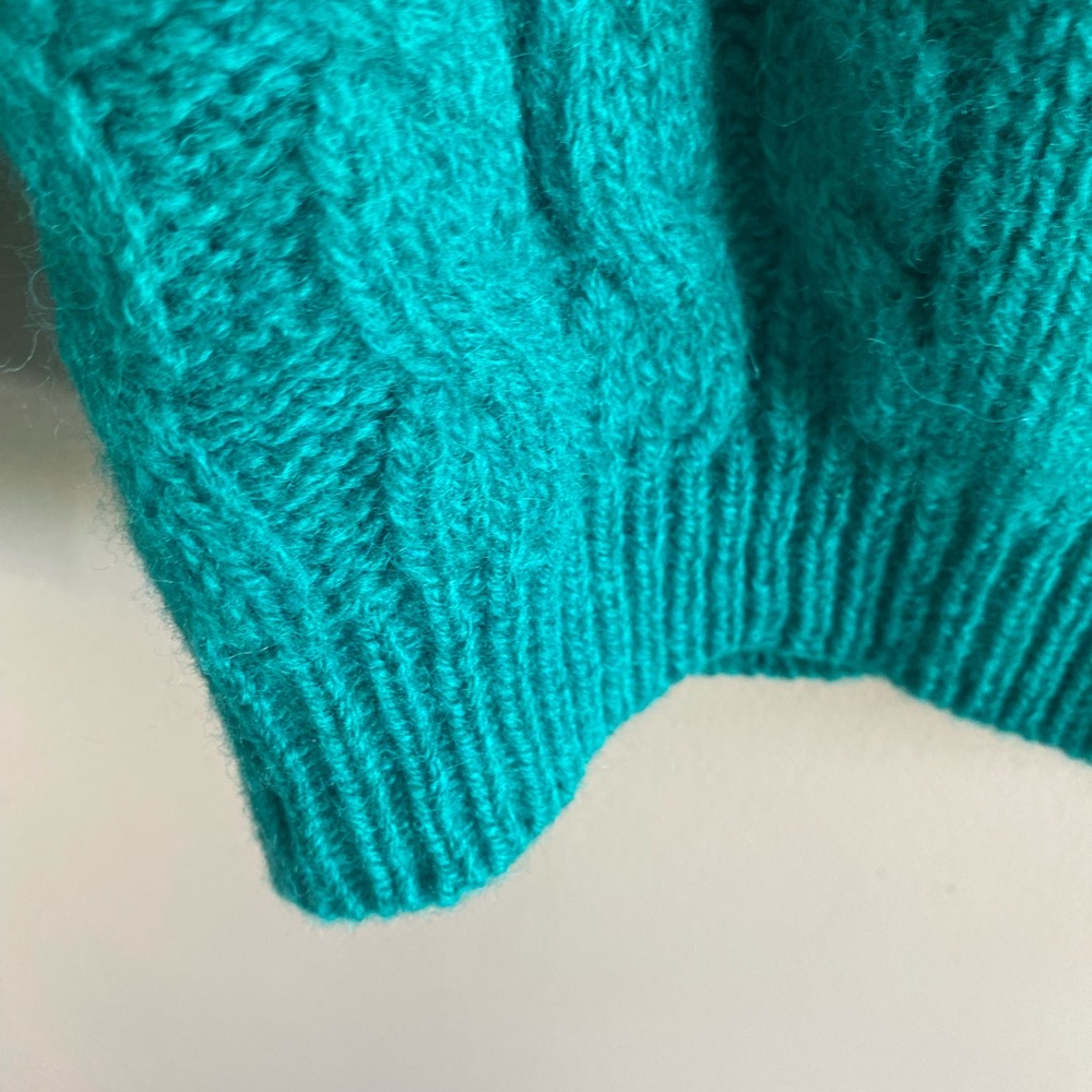 VTG 80s ROBERT SCOTT Women Green SHETLAND‎ WOOL DOUBLE BREASTED CARDIGAN Size 40 - Picture 8 of 11